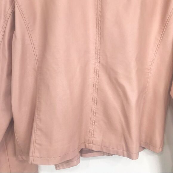 A New Day Pink Faux Leather Moto Style Asymmetrical Zip Up Jacket - Picture 11 of 16